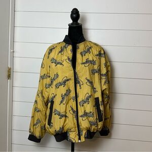 Vintage Adolfo Sport Tiger Print Style Baroque Bomber Jacket Large Meduim